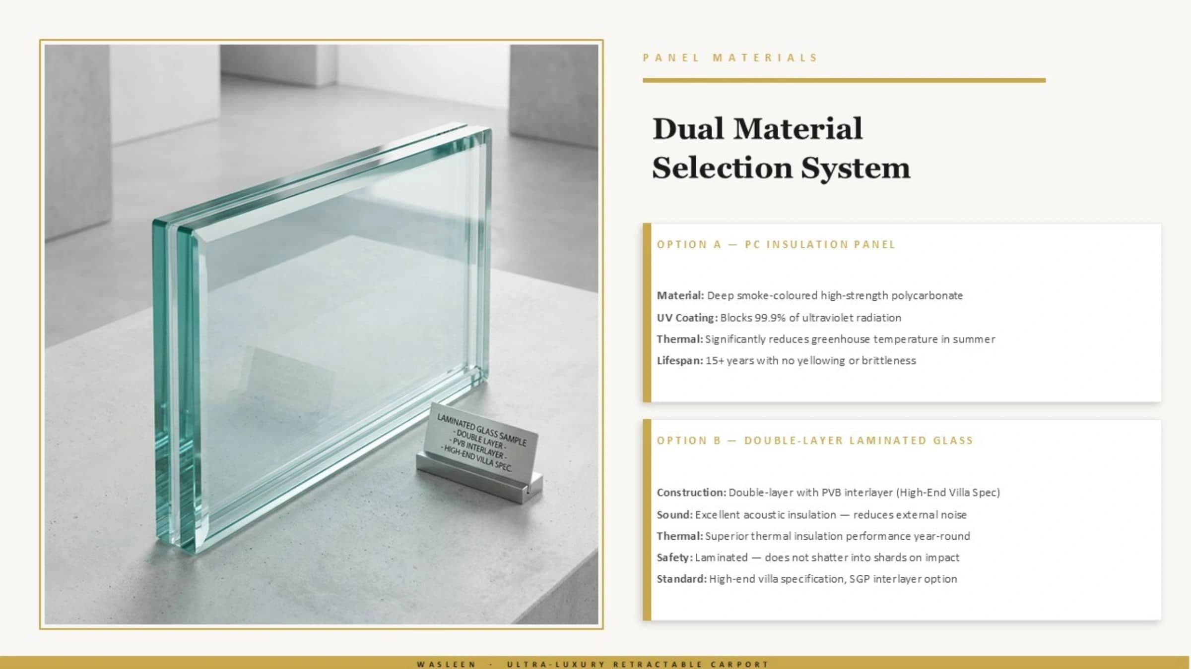 Wasleen foldable carport material choice comparison between polycarbonate and glass panels